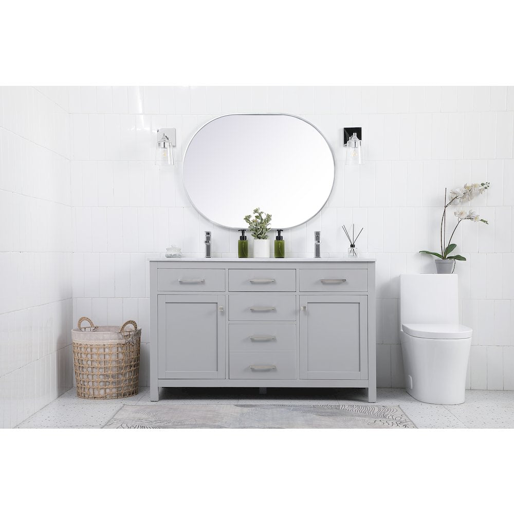 54 Inch Double Bathroom Vanity In Grey