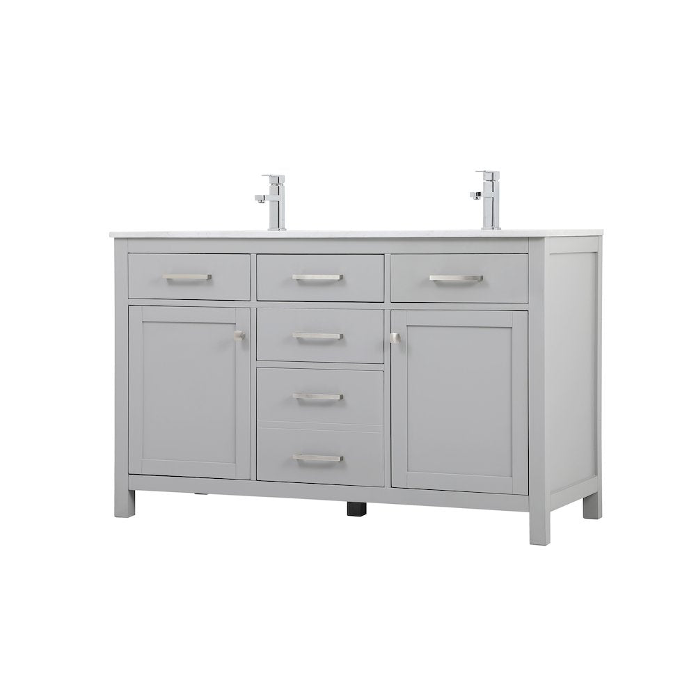 54 Inch Double Bathroom Vanity In Grey