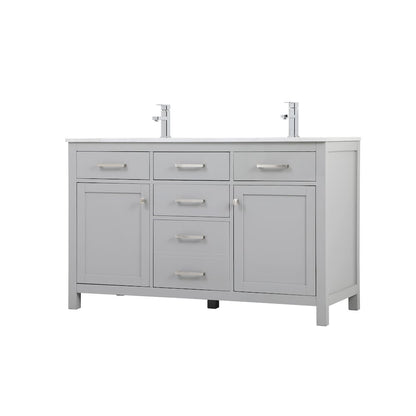 54 Inch Double Bathroom Vanity In Grey