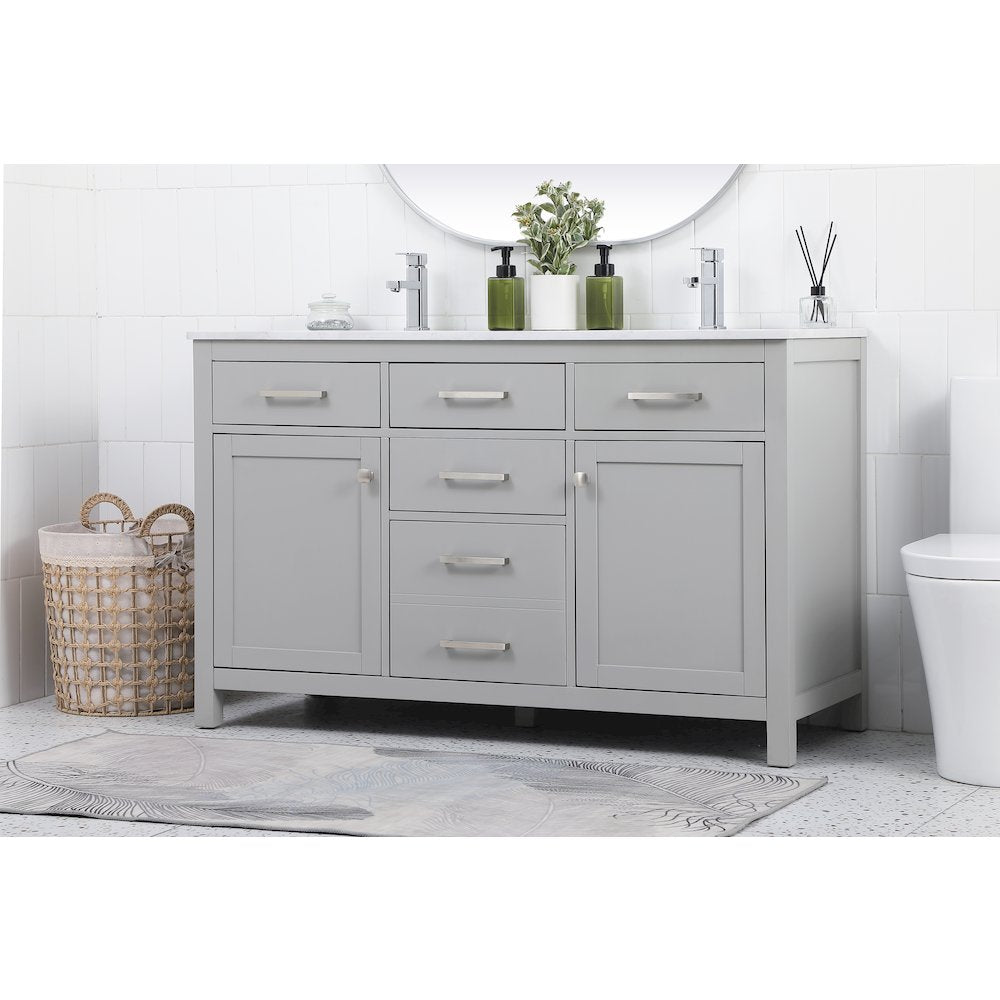 54 Inch Double Bathroom Vanity In Grey