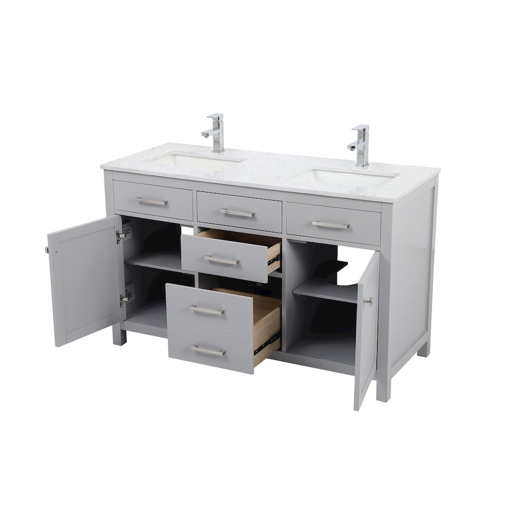 54 Inch Double Bathroom Vanity In Grey