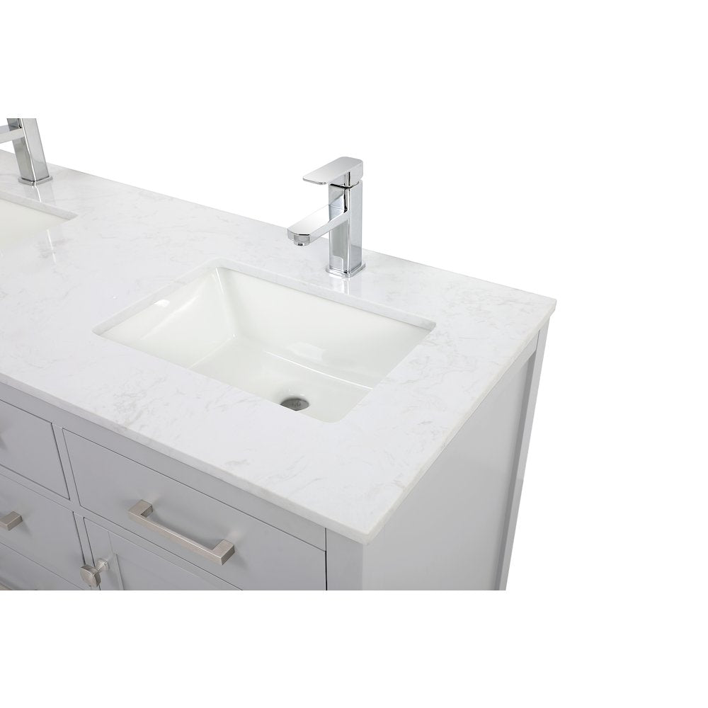 54 Inch Double Bathroom Vanity In Grey