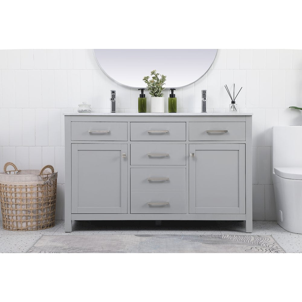54 Inch Double Bathroom Vanity In Grey