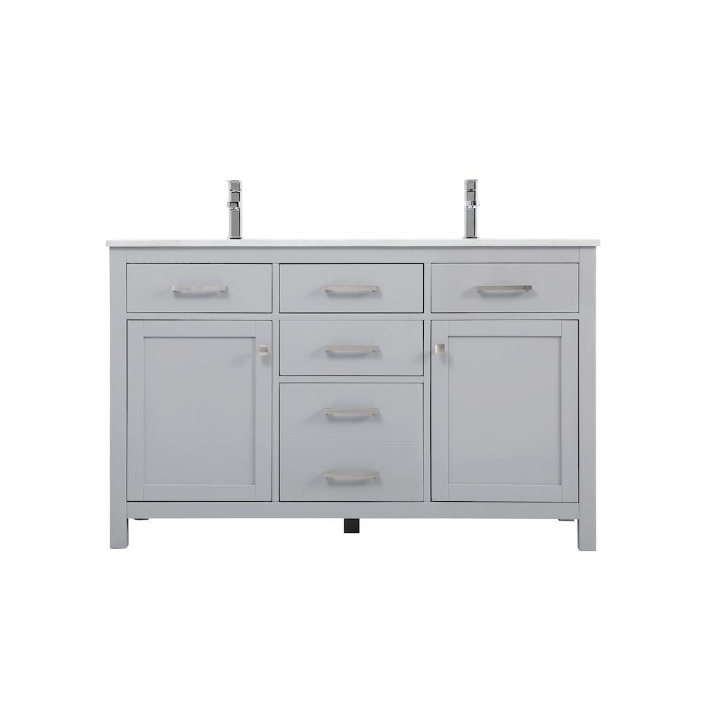 54 Inch Double Bathroom Vanity In Grey