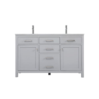 54 Inch Double Bathroom Vanity In Grey