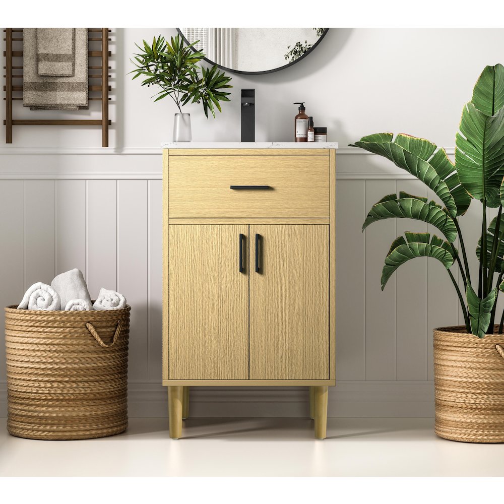 Chandler 20 Inch Single Bathroom Vanity In Honey Brown
