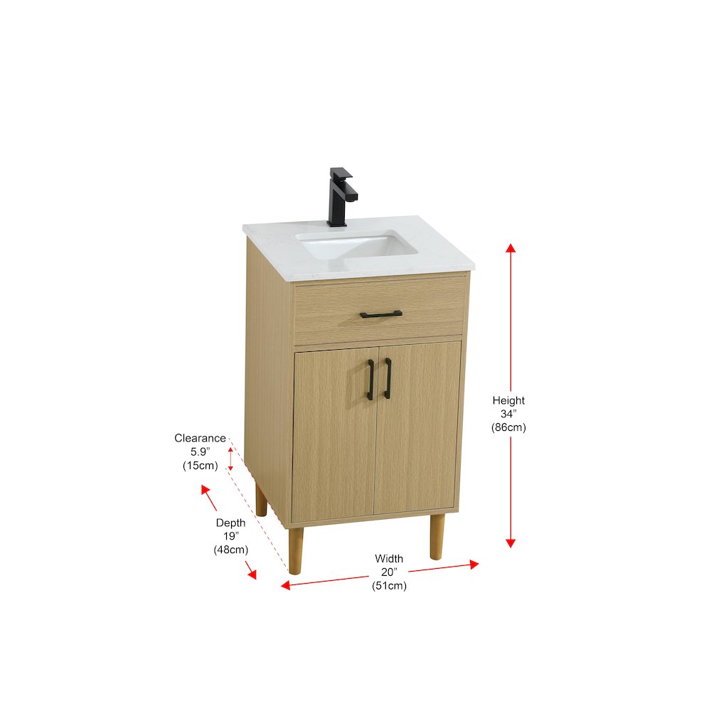 Chandler 20 Inch Single Bathroom Vanity In Honey Brown