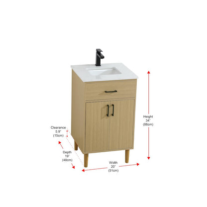 Chandler 20 Inch Single Bathroom Vanity In Honey Brown