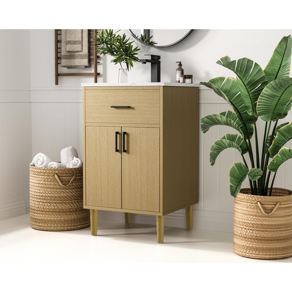 Chandler 20 Inch Single Bathroom Vanity In Honey Brown