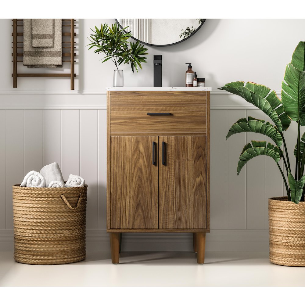 Chandler 20 Inch Single Bathroom Vanity In Walnut Brown