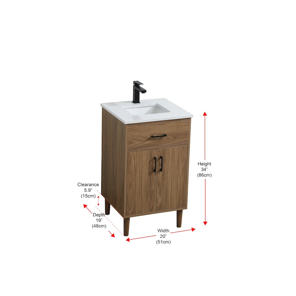 Chandler 20 Inch Single Bathroom Vanity In Walnut Brown