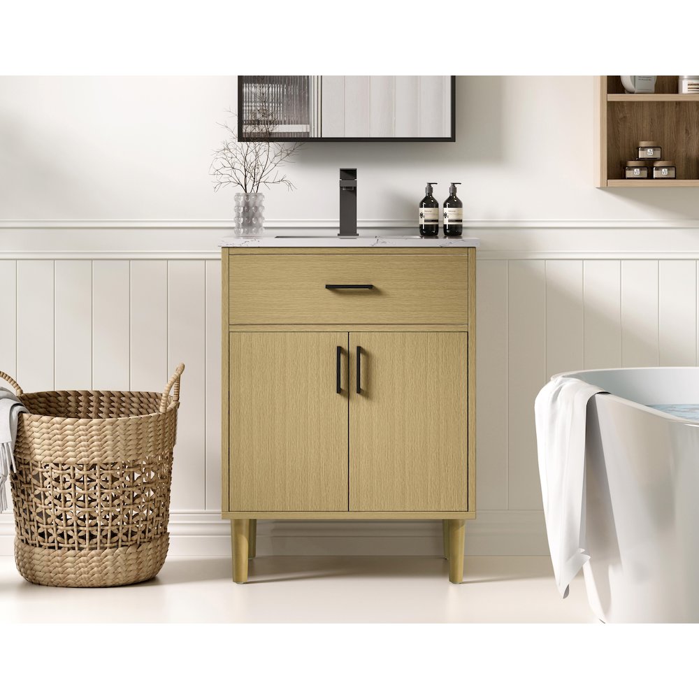 Chandler 24 Inch Single Bathroom Vanity In Honey Brown