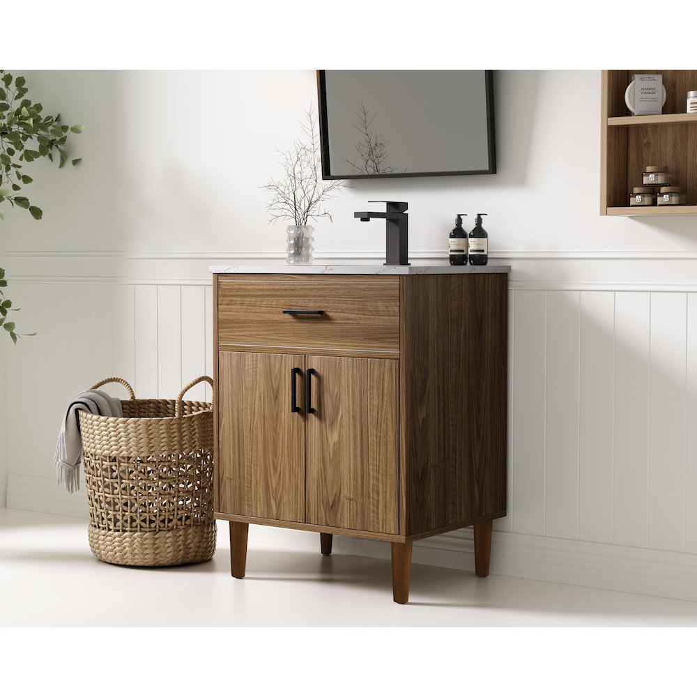 Chandler 24 Inch Single Bathroom Vanity In Walnut Brown