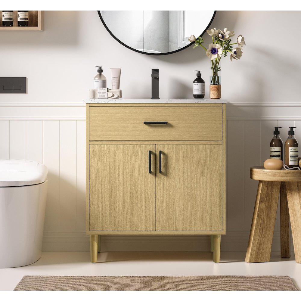 Chandler 30 Inch Single Bathroom Vanity In Honey Brown