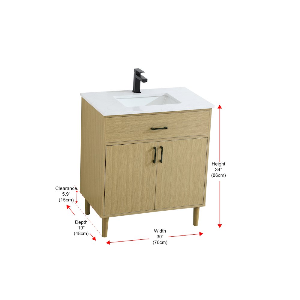Chandler 30 Inch Single Bathroom Vanity In Honey Brown