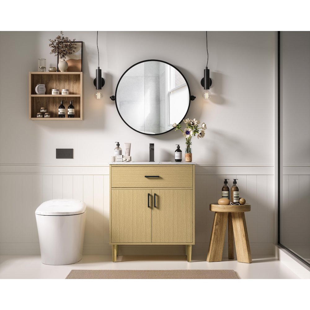 Chandler 30 Inch Single Bathroom Vanity In Honey Brown
