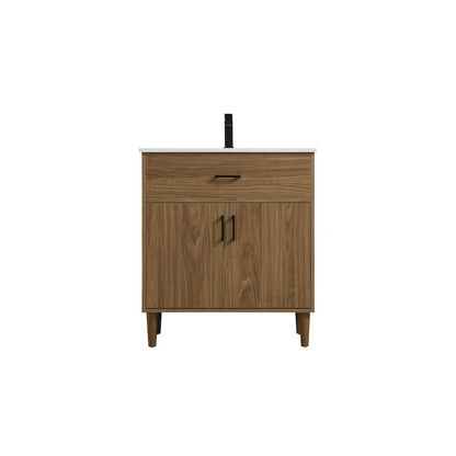 Chandler 30 Inch Single Bathroom Vanity In Walnut Brown