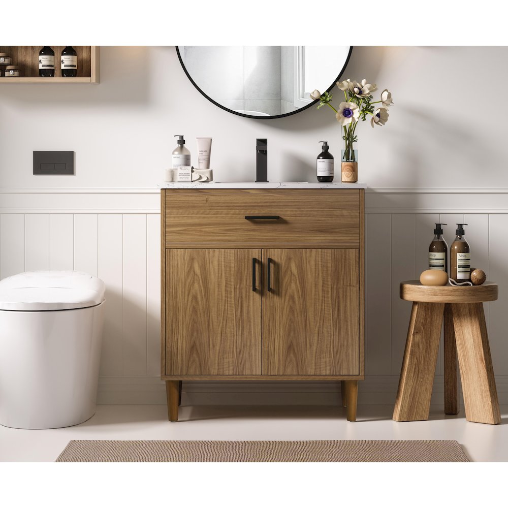 Chandler 30 Inch Single Bathroom Vanity In Walnut Brown