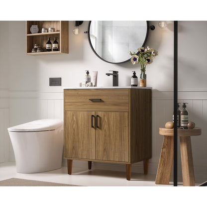 Chandler 30 Inch Single Bathroom Vanity In Walnut Brown
