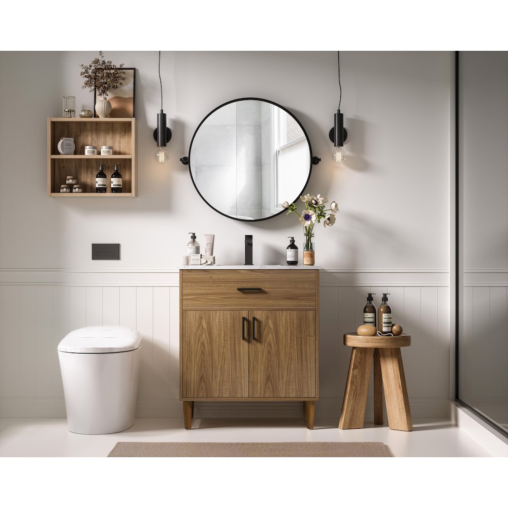 Chandler 30 Inch Single Bathroom Vanity In Walnut Brown