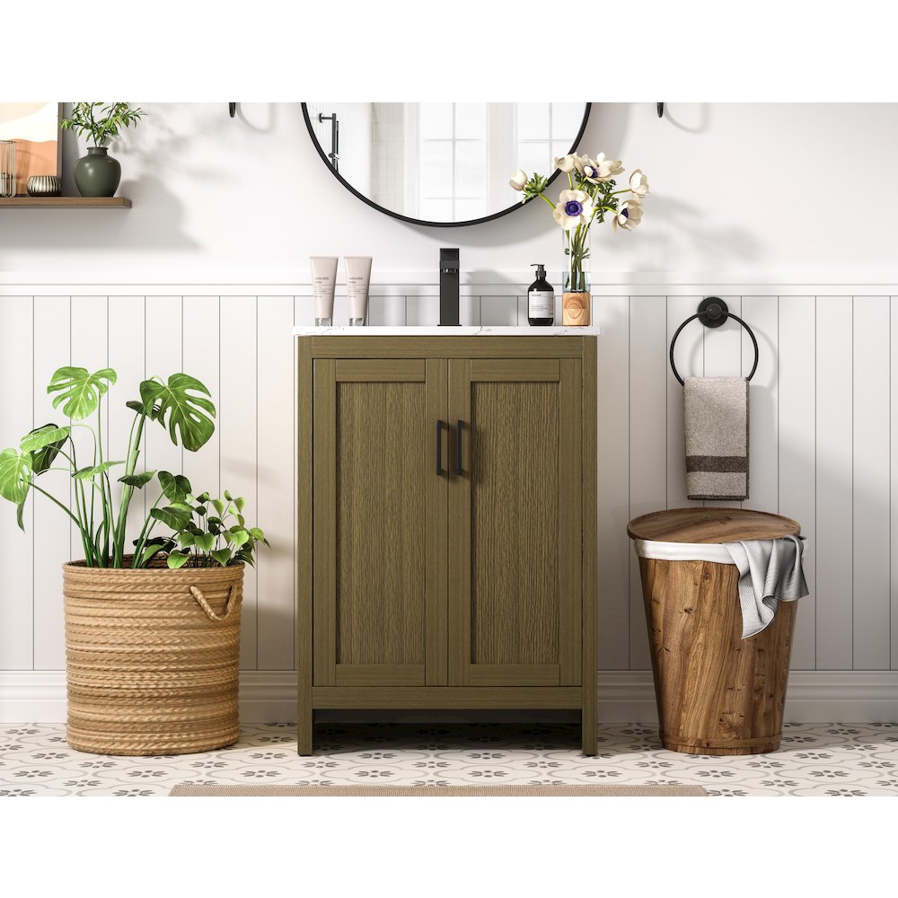 Finnley 24 Inch Single Bathroom Vanity In Chestnut Brown
