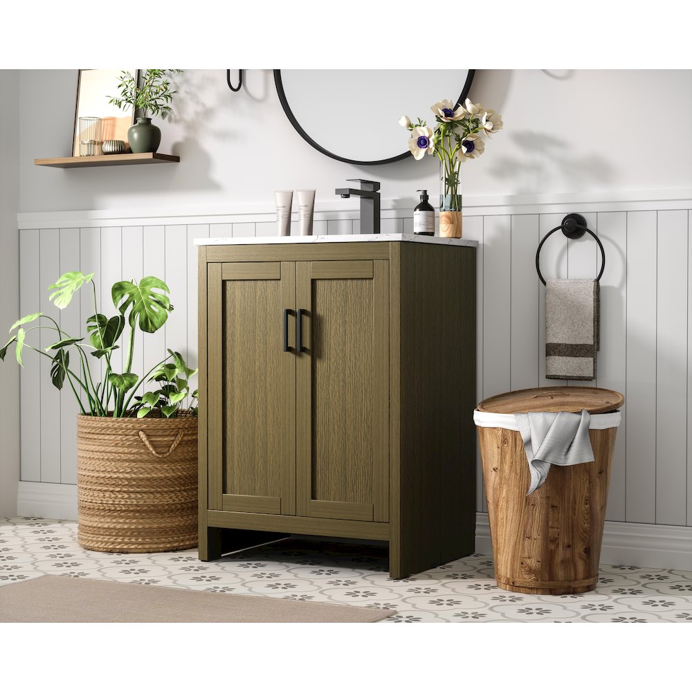 Finnley 24 Inch Single Bathroom Vanity In Chestnut Brown