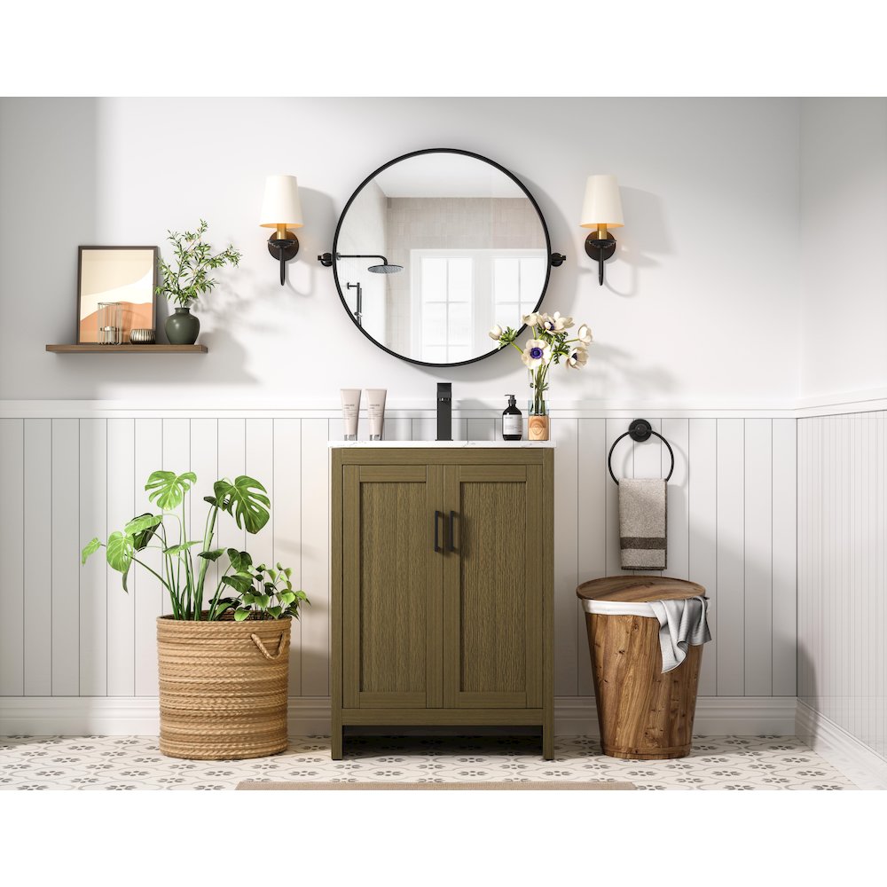 Finnley 24 Inch Single Bathroom Vanity In Chestnut Brown