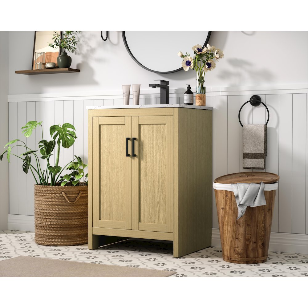 Finnley 24 Inch Single Bathroom Vanity In Honey Brown