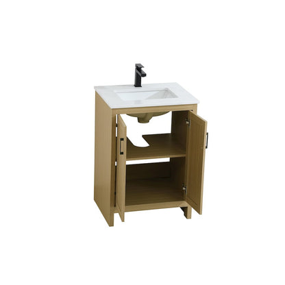 Finnley 24 Inch Single Bathroom Vanity In Honey Brown