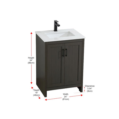 Finnley 24 Inch Single Bathroom Vanity In Mocha Brown