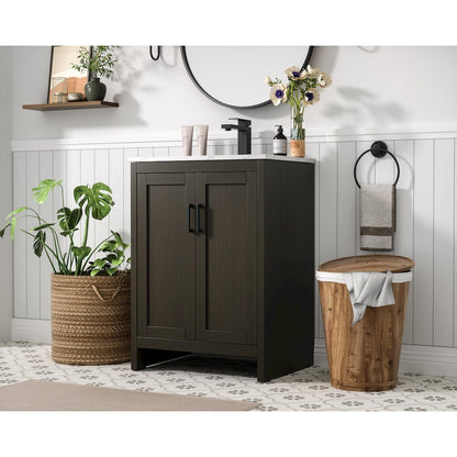 Finnley 24 Inch Single Bathroom Vanity In Mocha Brown