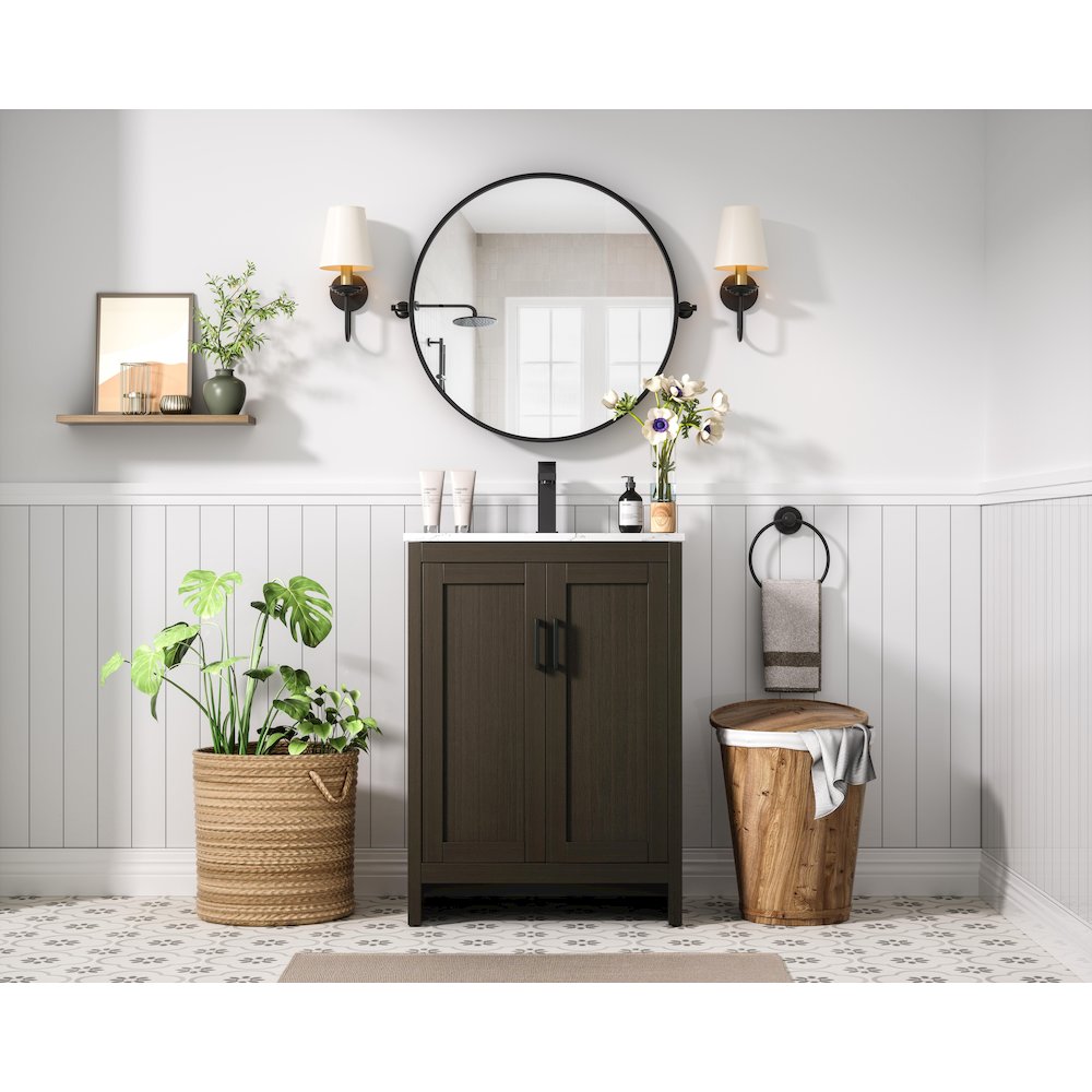 Finnley 24 Inch Single Bathroom Vanity In Mocha Brown