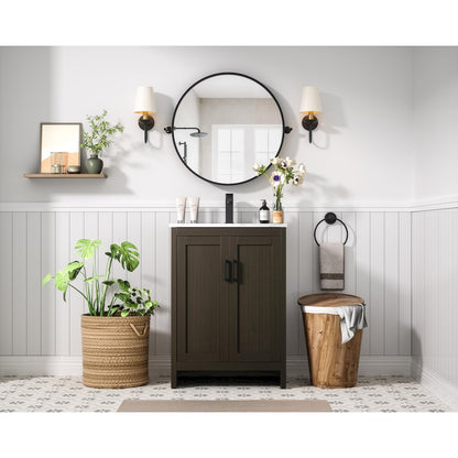 Finnley 24 Inch Single Bathroom Vanity In Mocha Brown