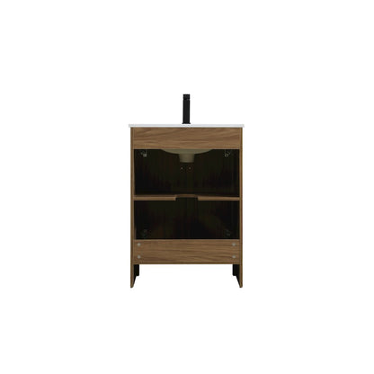 Finnley 24 Inch Single Bathroom Vanity In Walnut Brown