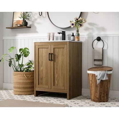 Finnley 24 Inch Single Bathroom Vanity In Walnut Brown