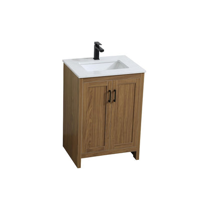 Finnley 24 Inch Single Bathroom Vanity In Walnut Brown