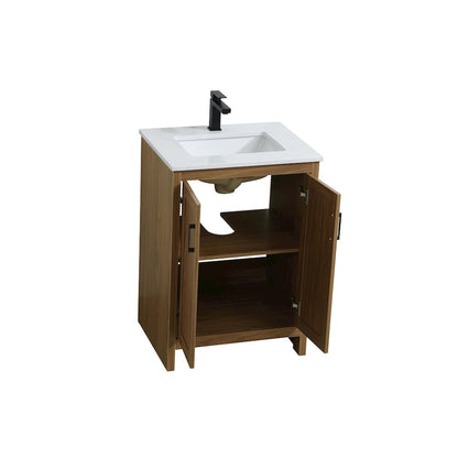 Finnley 24 Inch Single Bathroom Vanity In Walnut Brown