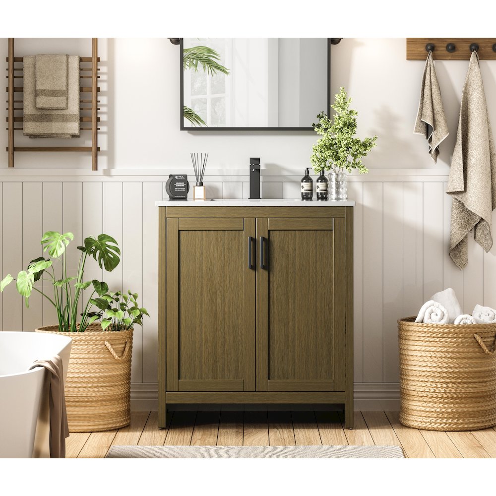 Finnley 30 Inch Single Bathroom Vanity In Chestnut Brown