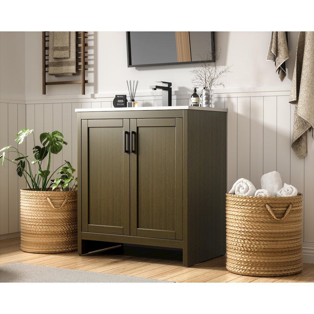 Finnley 30 Inch Single Bathroom Vanity In Chestnut Brown
