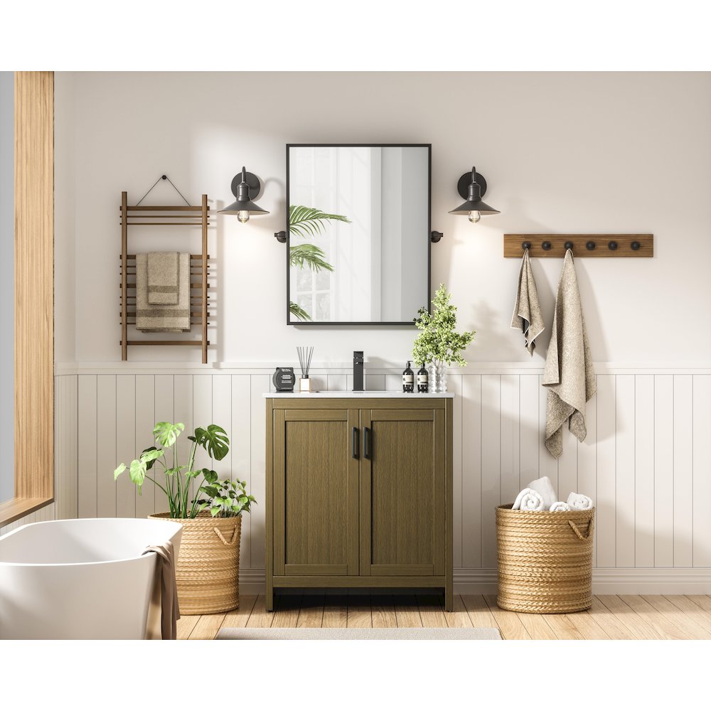 Finnley 30 Inch Single Bathroom Vanity In Chestnut Brown