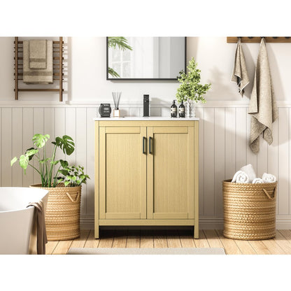 Finnley 30 Inch Single Bathroom Vanity In Honey Brown