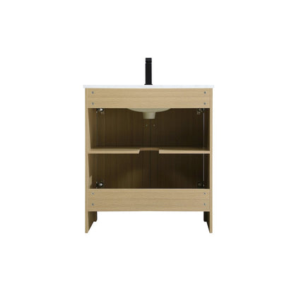 Finnley 30 Inch Single Bathroom Vanity In Honey Brown