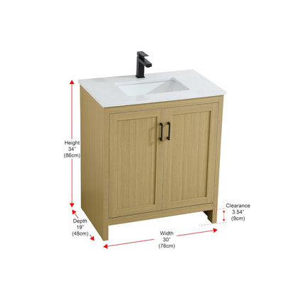 Finnley 30 Inch Single Bathroom Vanity In Honey Brown