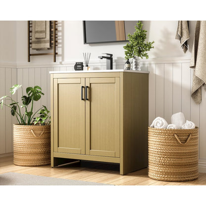 Finnley 30 Inch Single Bathroom Vanity In Honey Brown