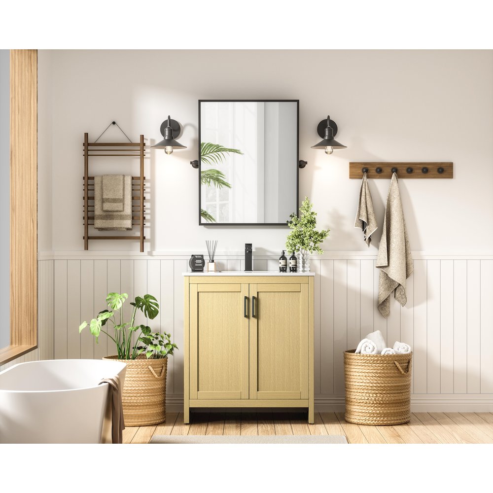 Finnley 30 Inch Single Bathroom Vanity In Honey Brown