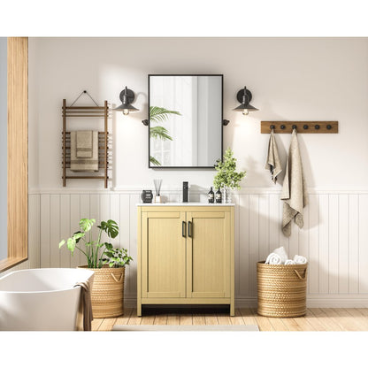 Finnley 30 Inch Single Bathroom Vanity In Honey Brown