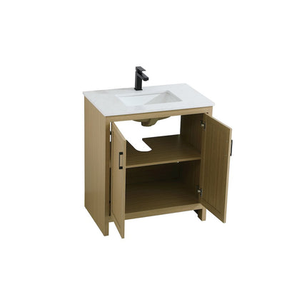 Finnley 30 Inch Single Bathroom Vanity In Honey Brown