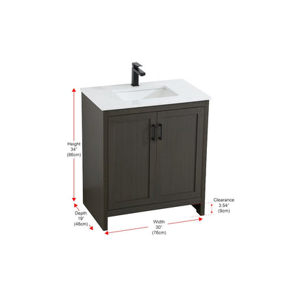 Finnley 30 Inch Single Bathroom Vanity In Mocha Brown
