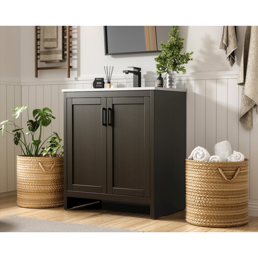 Finnley 30 Inch Single Bathroom Vanity In Mocha Brown