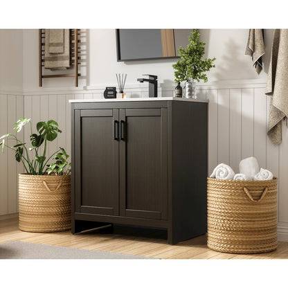 Finnley 30 Inch Single Bathroom Vanity In Mocha Brown